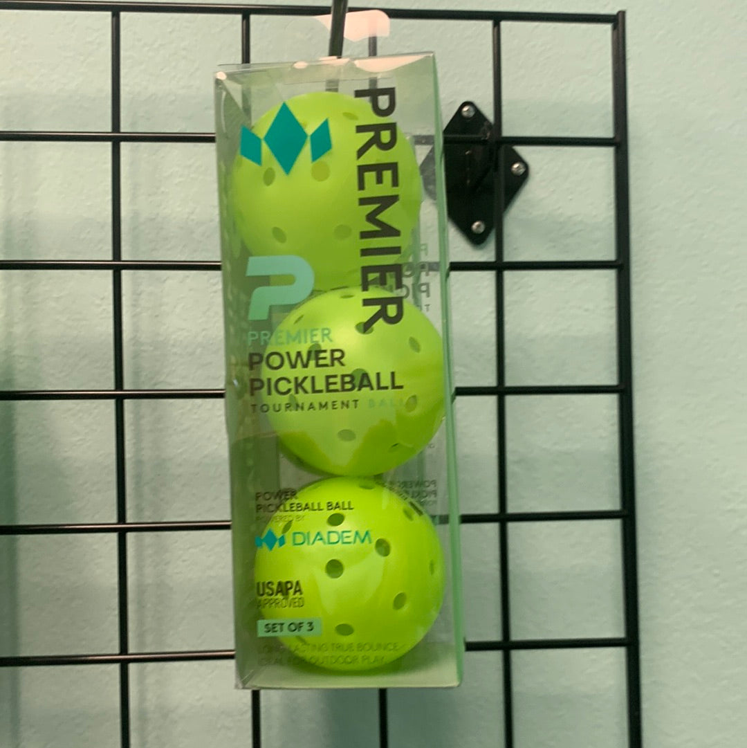 Premier Power Pickleball Tournament Ball-3 pack Neon