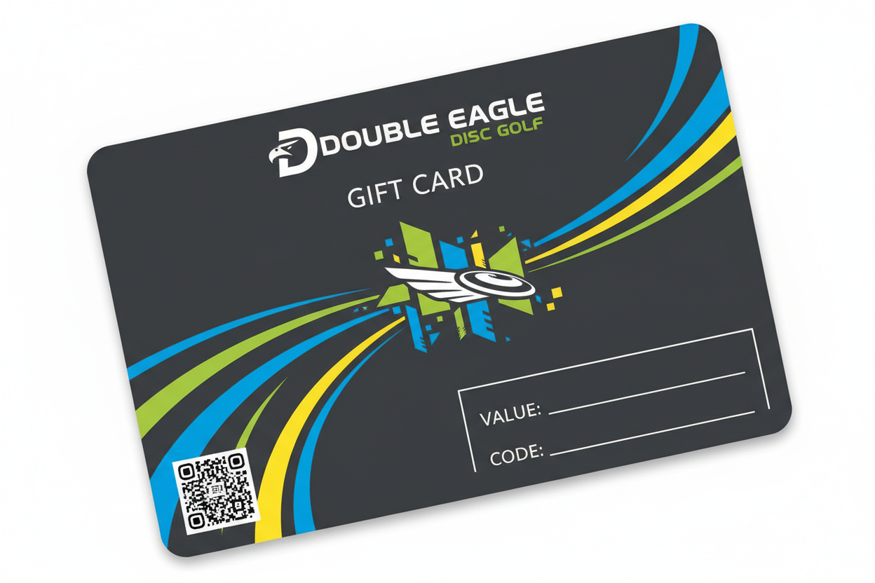 double eagle disc golf gift card rotated 45 degrees