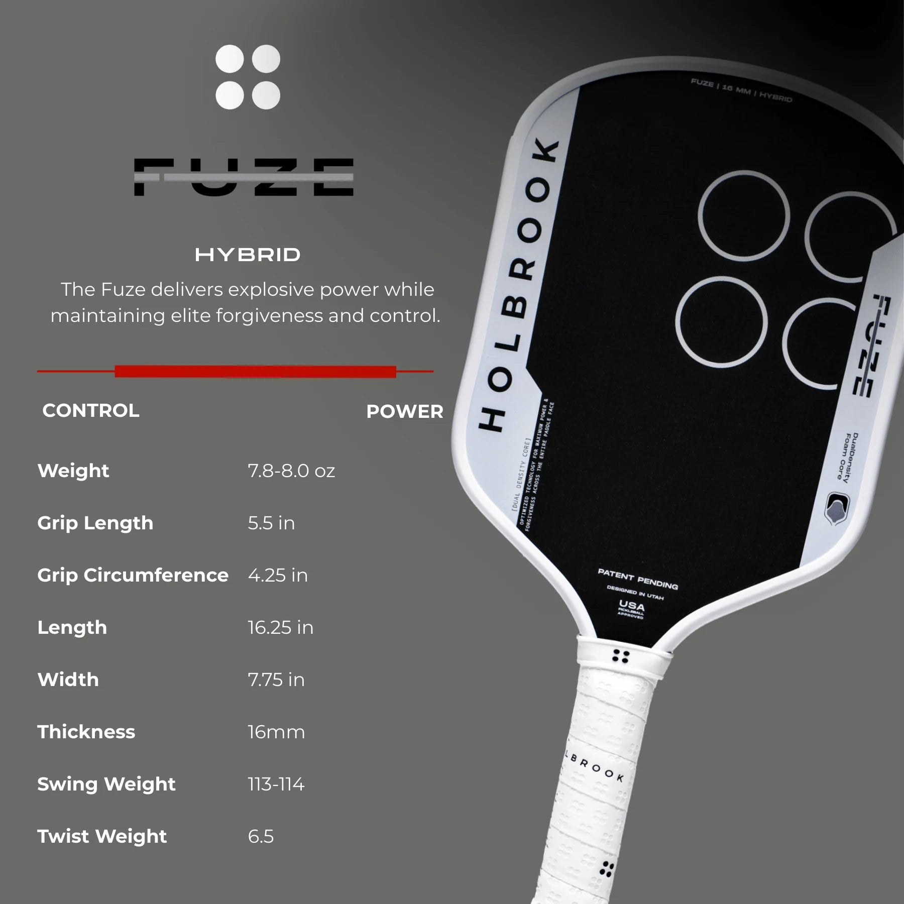 Holbrook Fuze Hybrid Paddle 16mm